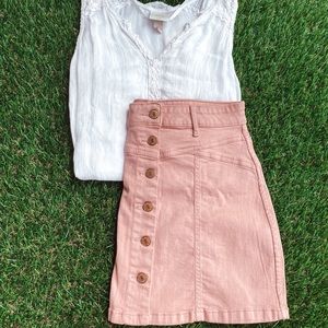 Pink jean skirt